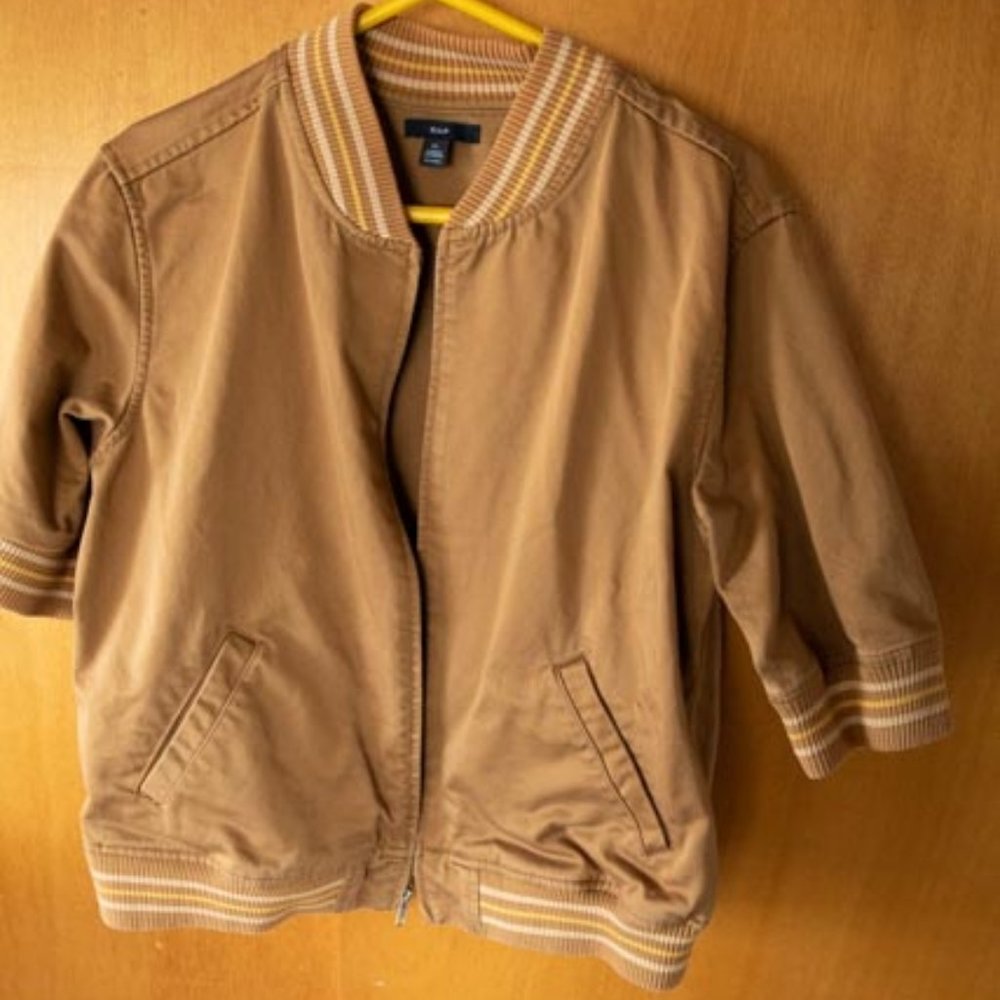 GAP Y2K Unisex Brown Half Sleeve Bomber Jacket XL
